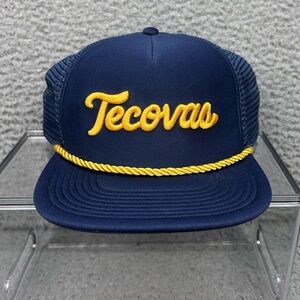 🛑 SOLD 🛑Tecovas Western Boots Trucker Hat/Cap Navy Blue Gold Snapback